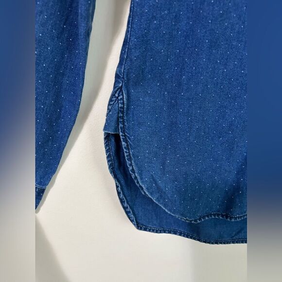 Madewell Chambray Polka Dot Long Sleeves Top - Picture 3 of 6